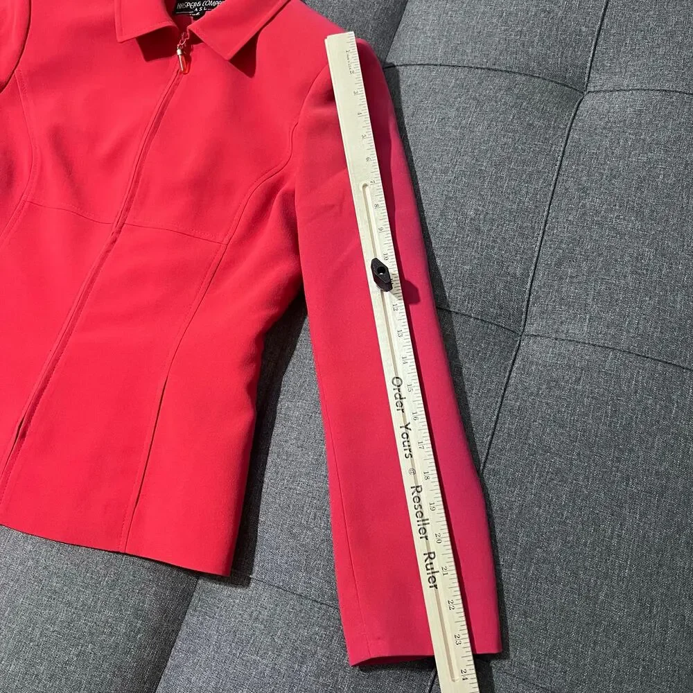Kasper Company ASL Jacket Women 6 Red Full Zip‎ Blazer Business Office Career